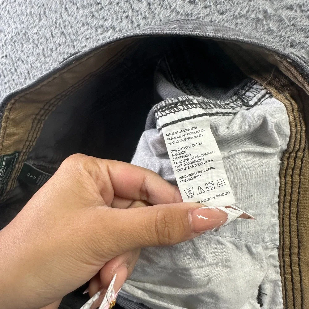 G.H. Bass Pant Mens 42x30 Gray Cotton Straight‎ Baggy Stretch Utility Workwear